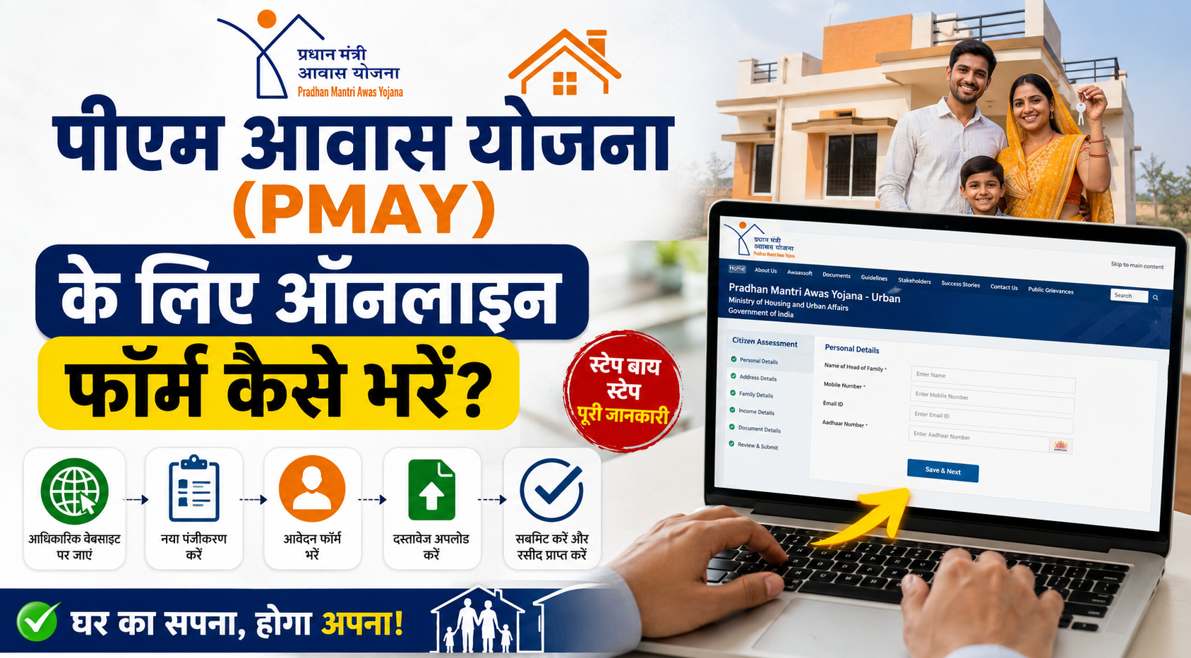 पीएम आवास योजना (PMAY) के लिए ऑनलाइन फॉर्म कैसे भरें?