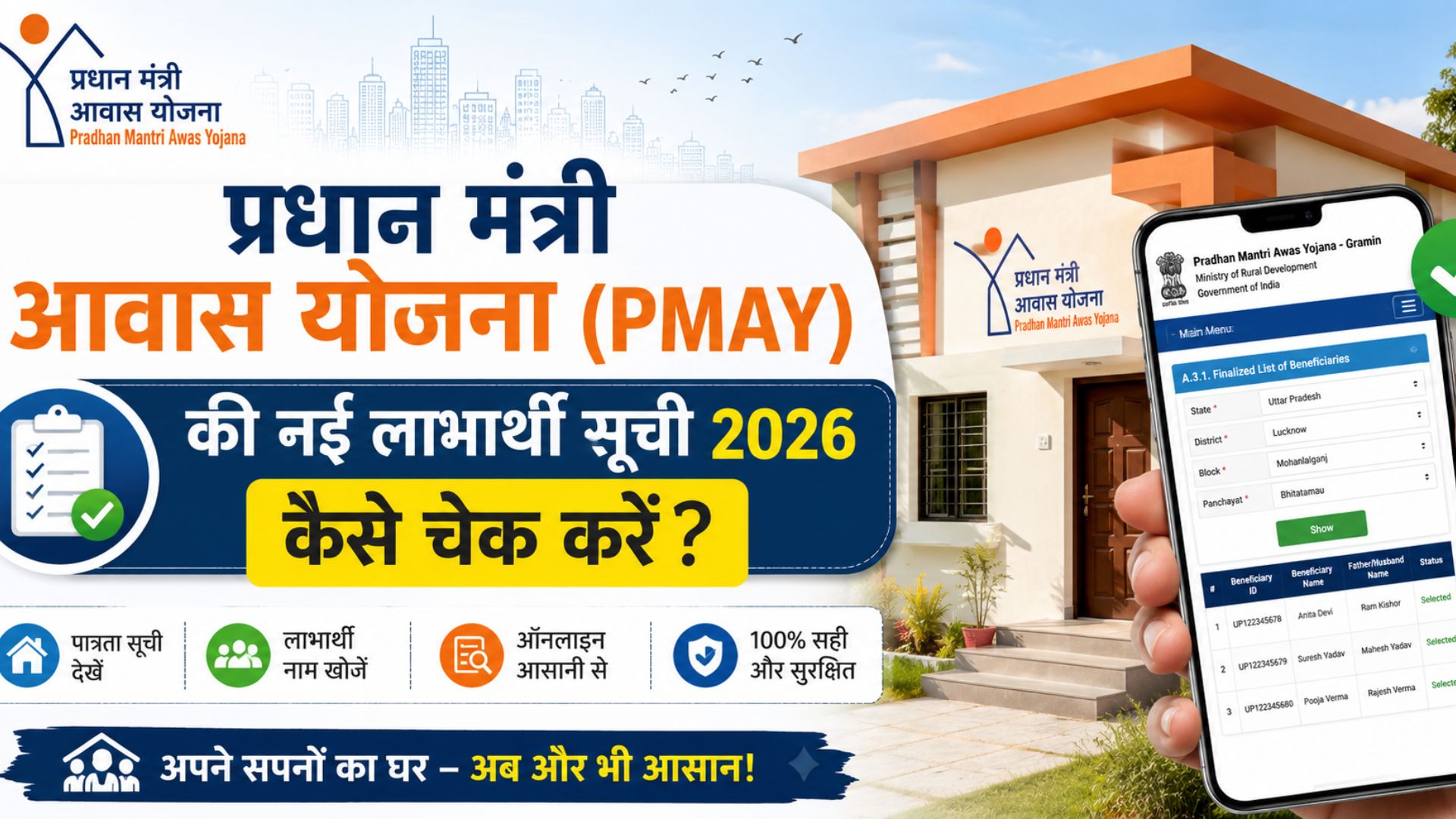 How to check the new beneficiary list for Pradhan Mantri Awas Yojana (PMAY) for 2026?